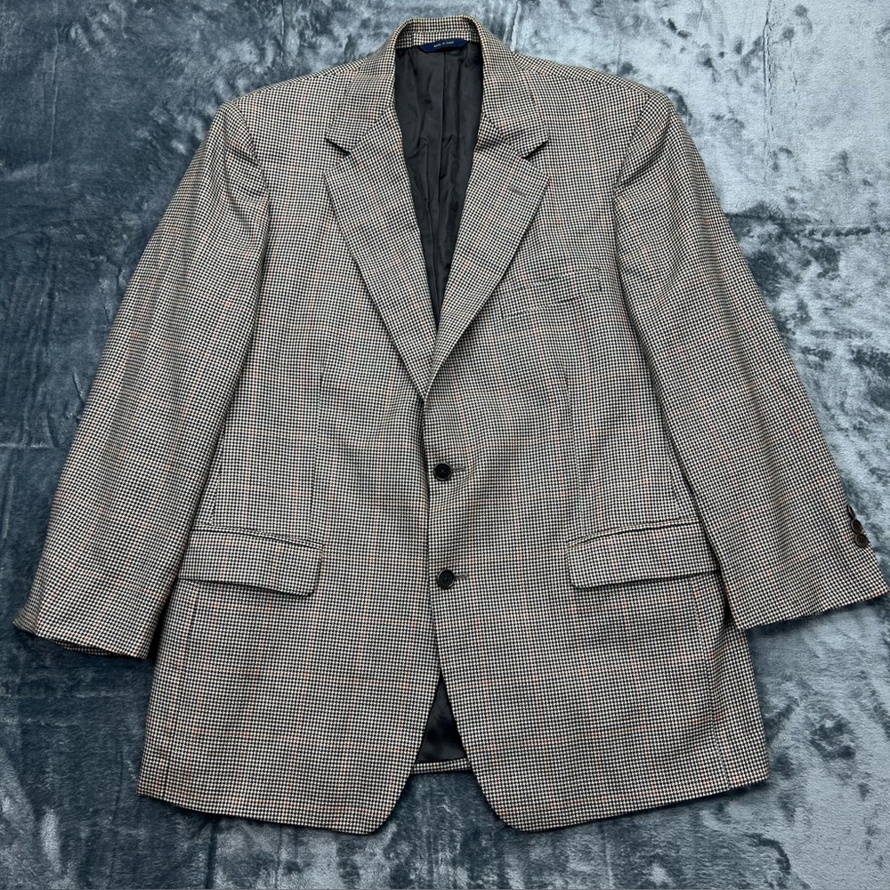 Brooks‎ Brothers Italy Wool Men's 42R Houndstooth Plaid Sport Coat Blazer Jacket